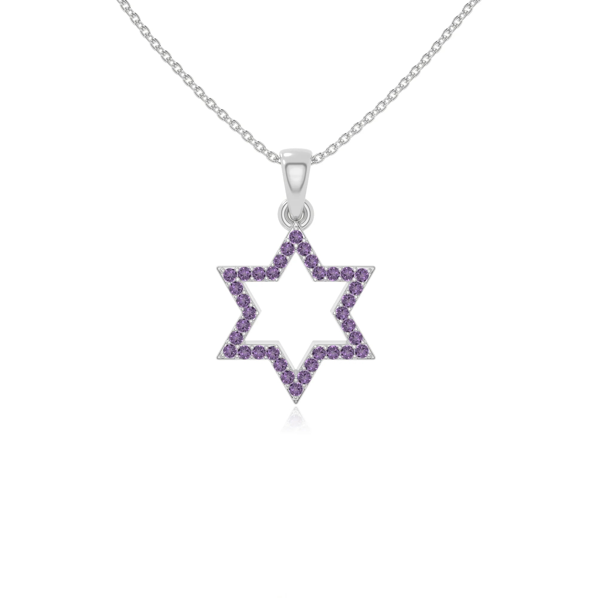 natural amethyst star of david necklaces in sterling silver 