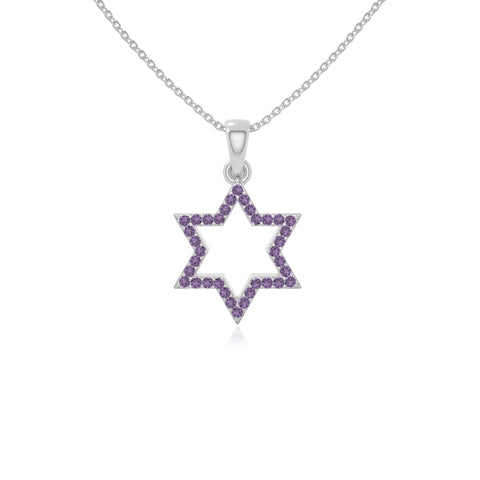 natural amethyst star of david necklaces in sterling silver 