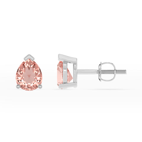 lab grown morganite pear stud earrings 