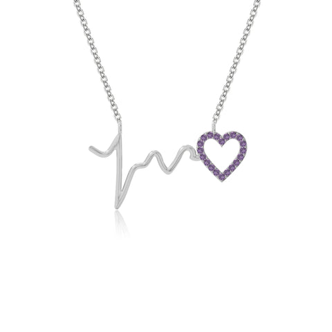 natural amethyst heartbeat necklaces in sterling silver 