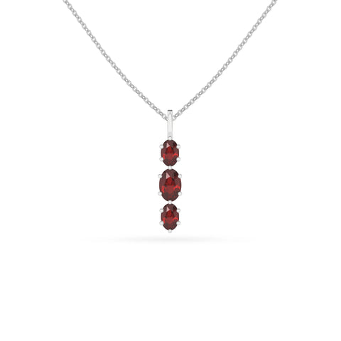 natural red-garnet oval shape pendant necklace