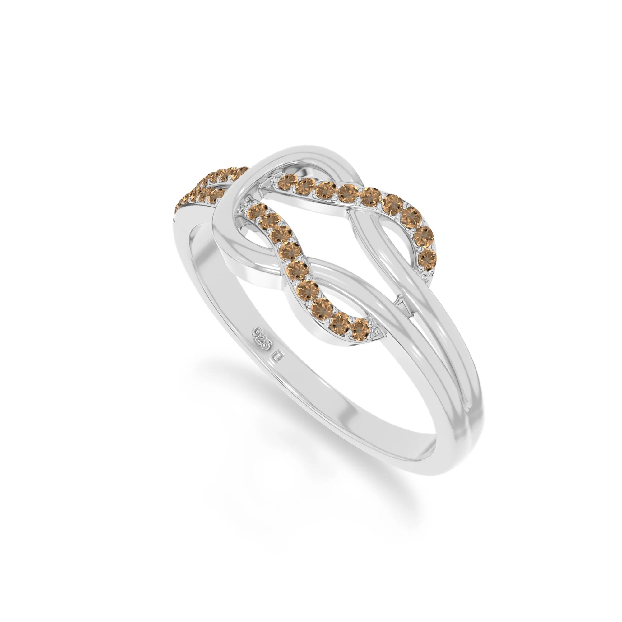 natural citrine infinity knot promise rings in sterling silver 
