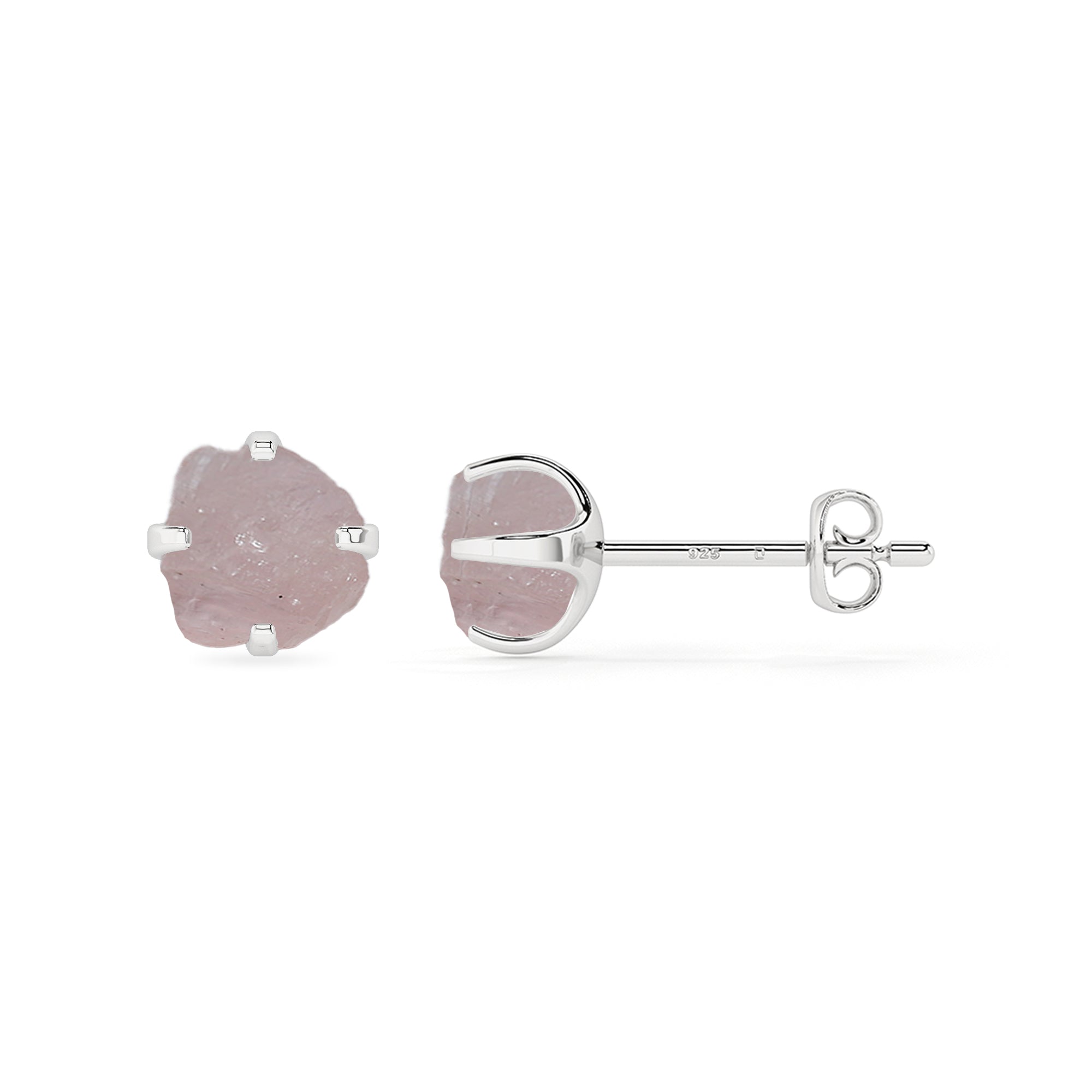 natural morganite rough shape stud earrings