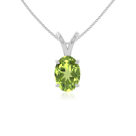 peridot v-bale solitaire necklaces in sterling silver 