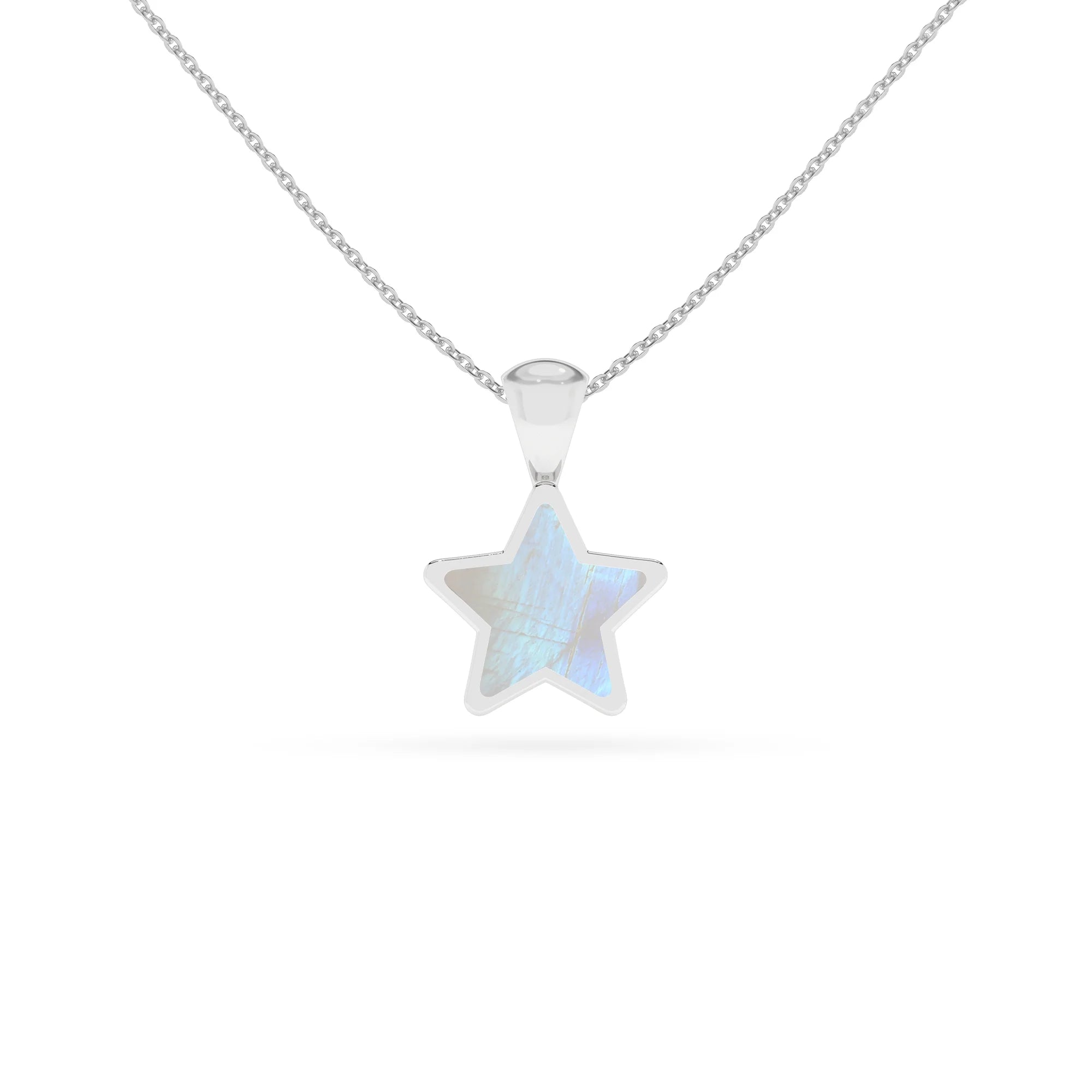 natural rainbow-moonstone star shape pendant necklace