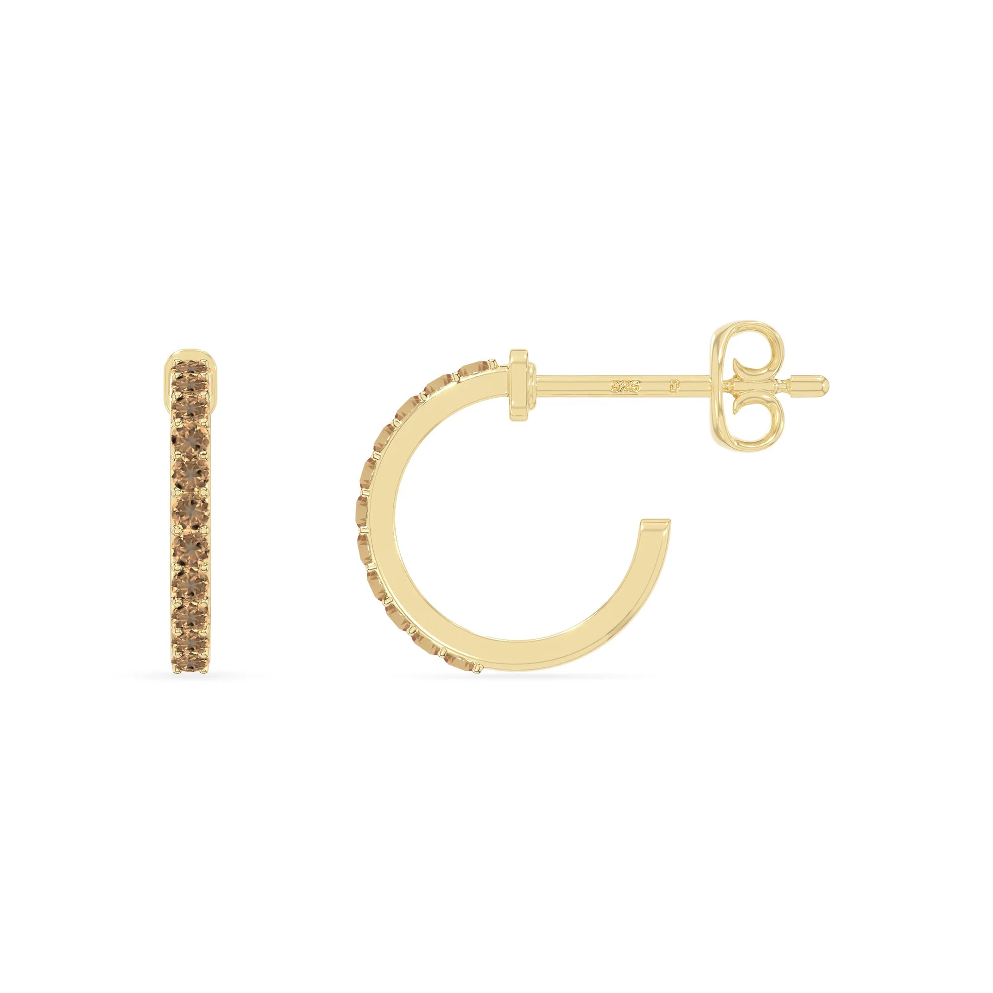 natural citrine hoop earrings in yellow gold vermeil 