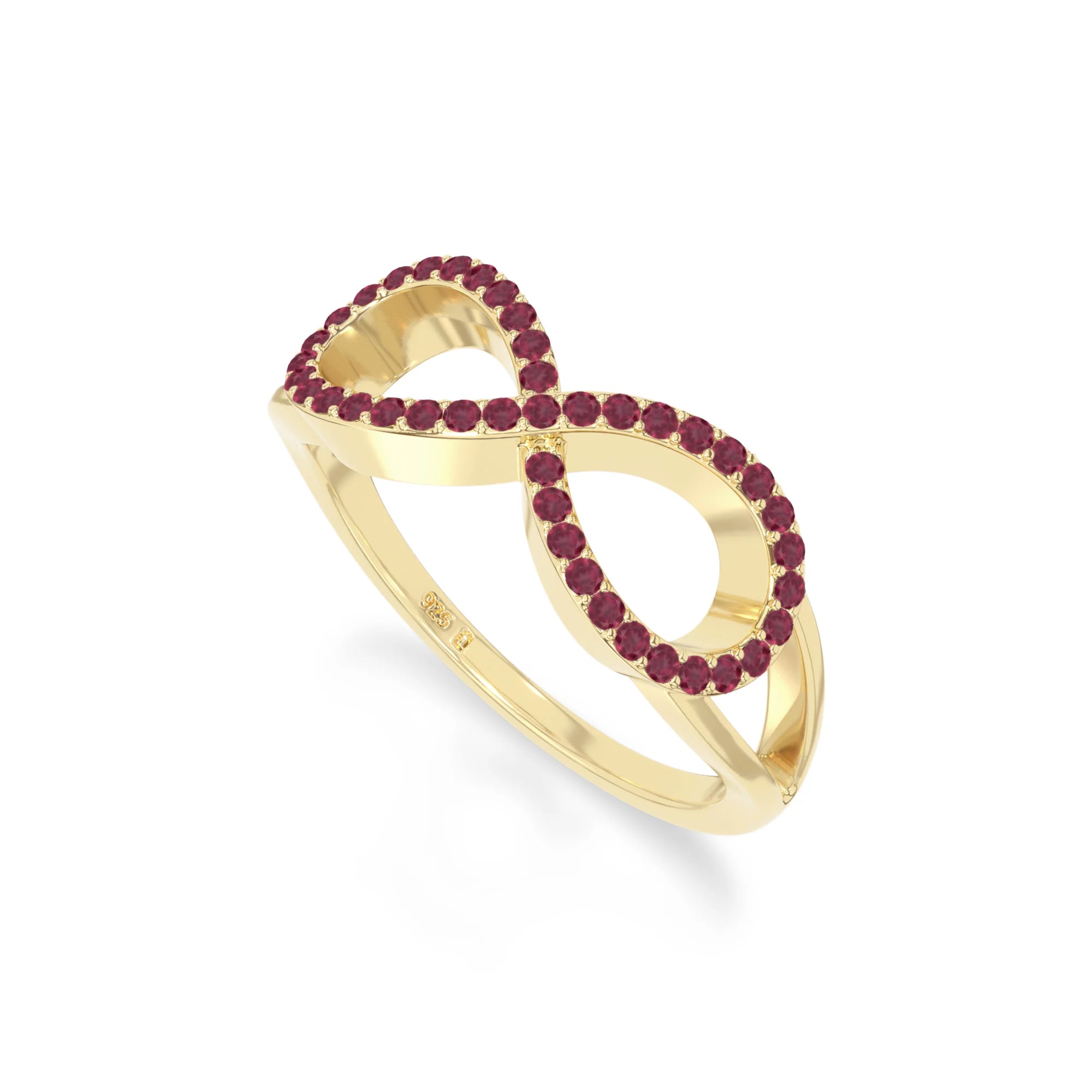 natural ruby infinity promise rings in yellow gold vermeil