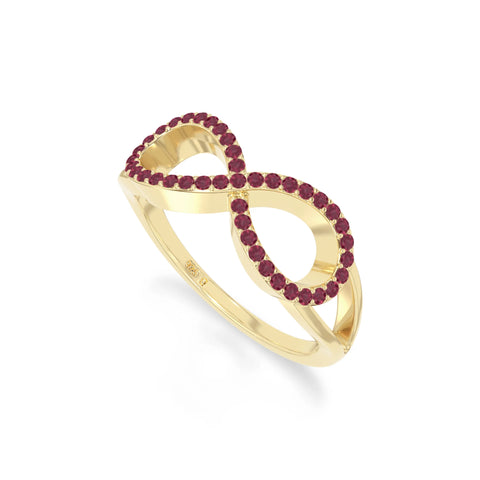 natural ruby infinity promise rings in yellow gold vermeil