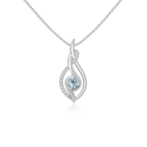 natural aquamarine twisted infinty knot necklaces in sterling silver 