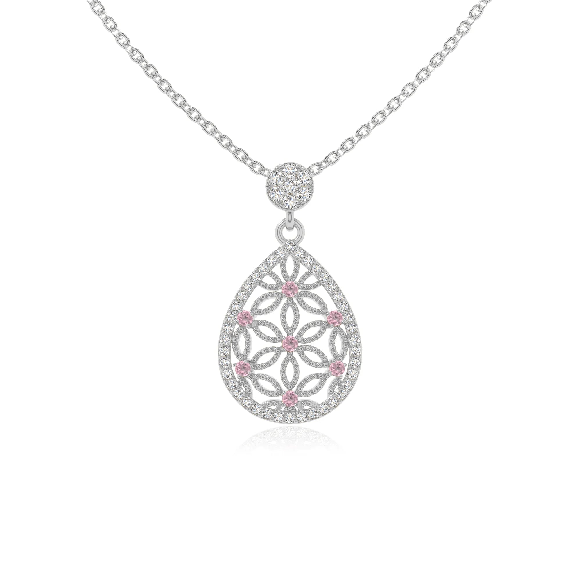 natural pink-tourmaline infinity love knot necklaces in sterling silver 