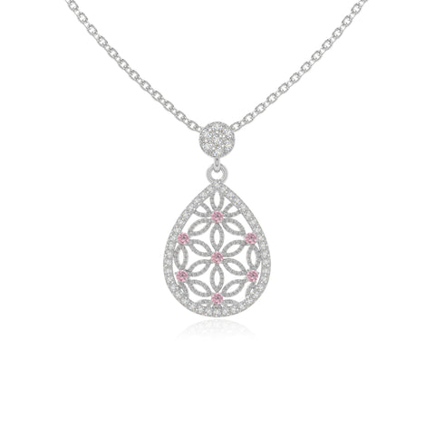 natural pink-tourmaline infinity love knot necklaces in sterling silver 