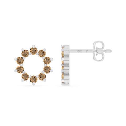 natural citrine sun stud earrings in sterling silver 