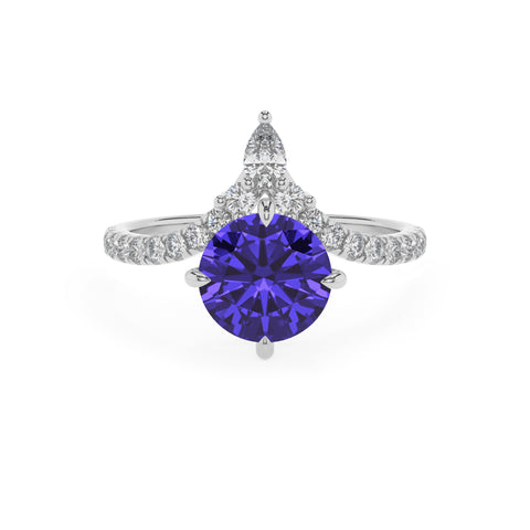 lab-grown tanzanite round solitaire engagement ring