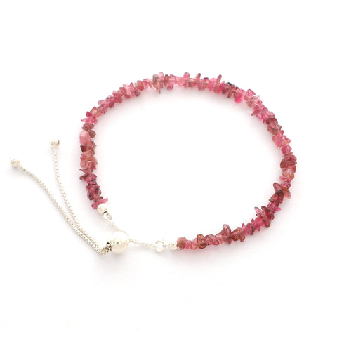 natural pink-tourmaline rough shape bolo bracelet