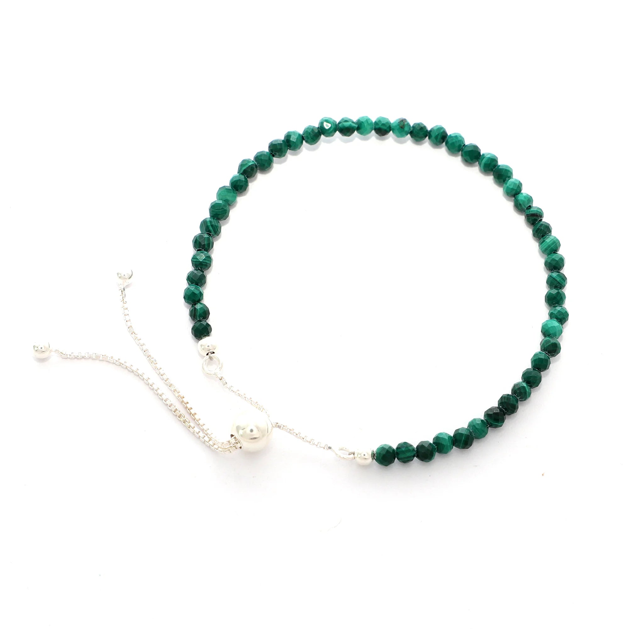 natural malachite round shape bolo bracelet