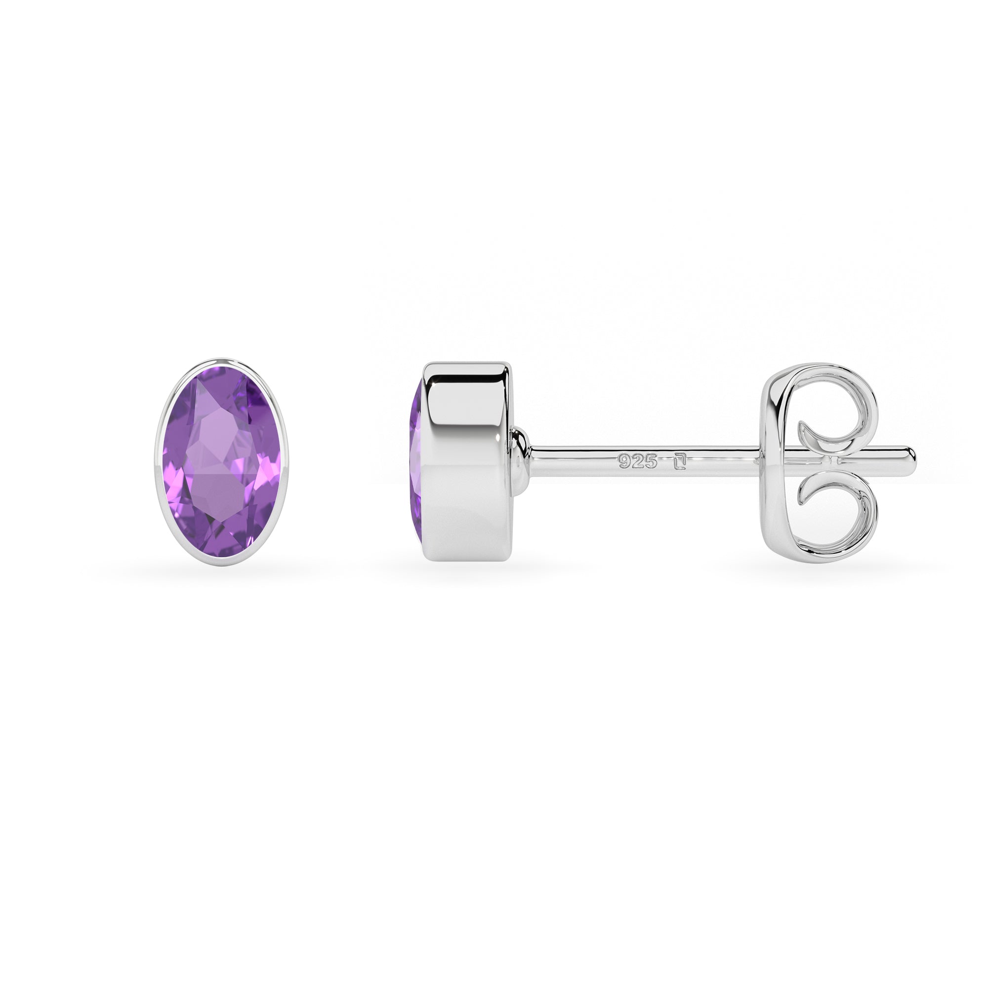 natural amethyst oval shape stud earrings