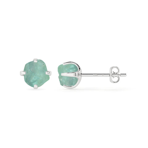 natural green apatite rough shape stud earrings