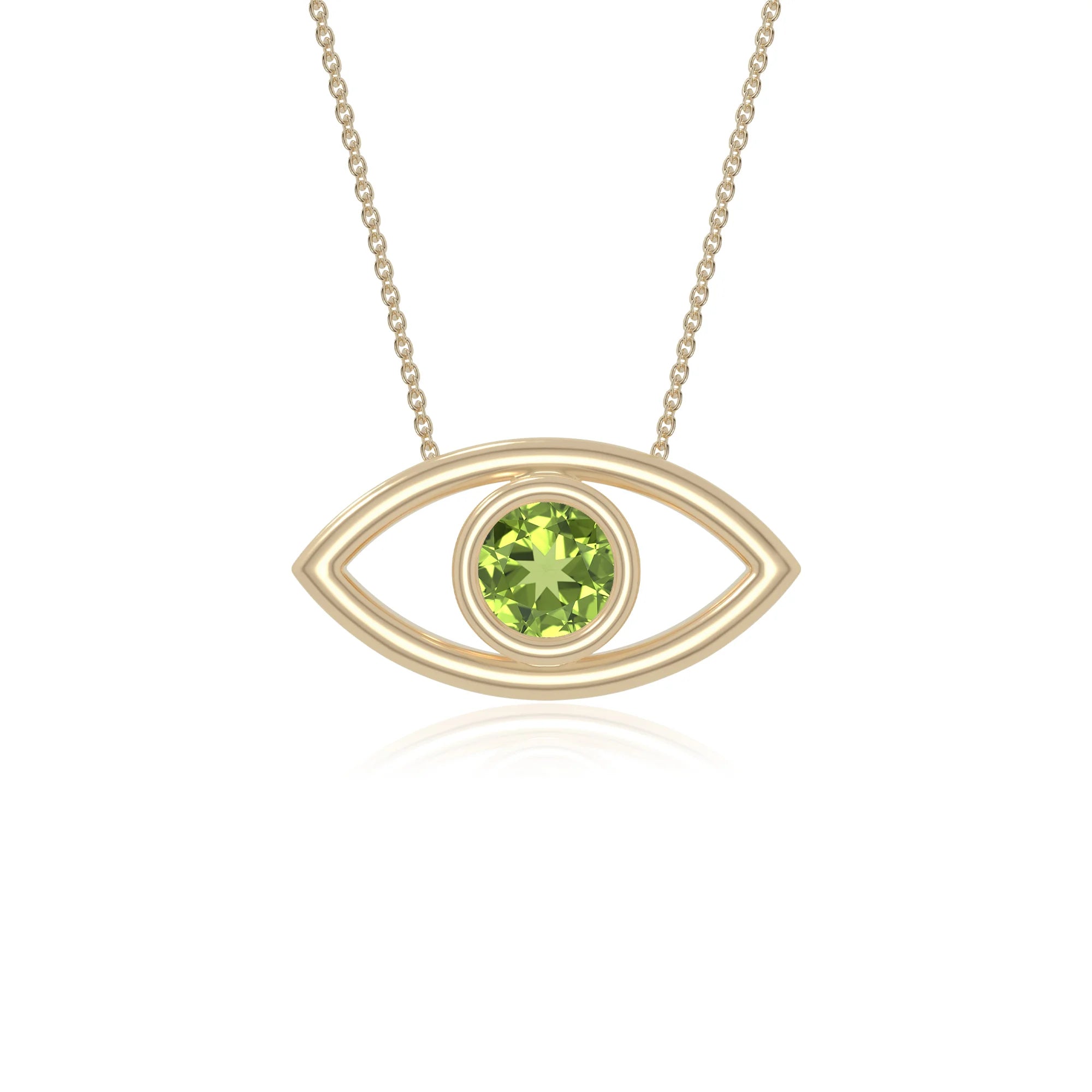 peridot evil eye necklaces in yellow gold vermeil 