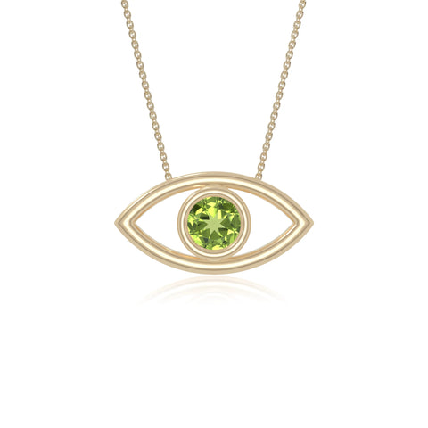 peridot evil eye necklaces in yellow gold vermeil 