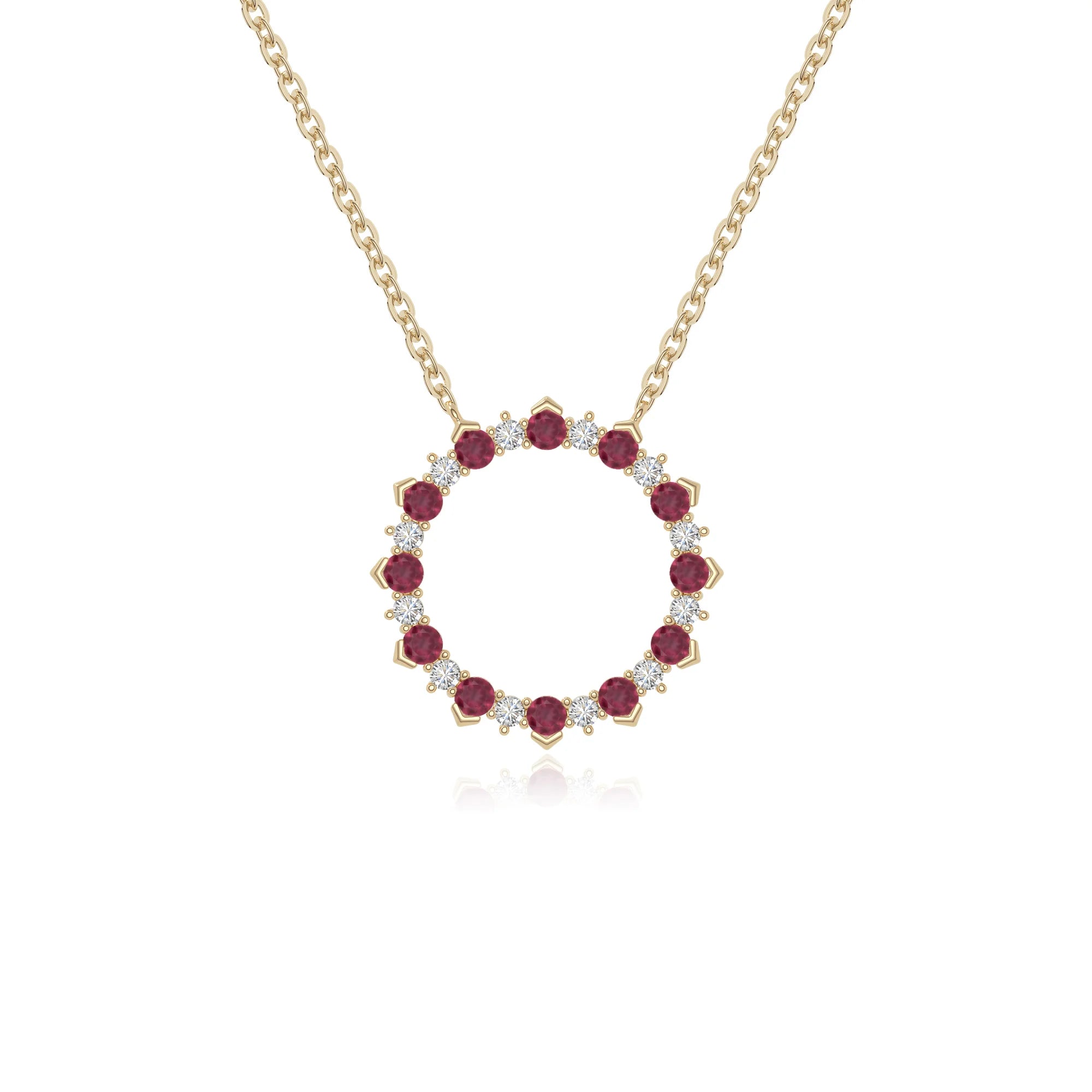 natural ruby sun necklaces in yellow gold vermeil 