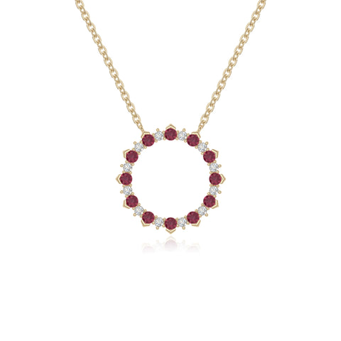 natural ruby sun necklaces in yellow gold vermeil 