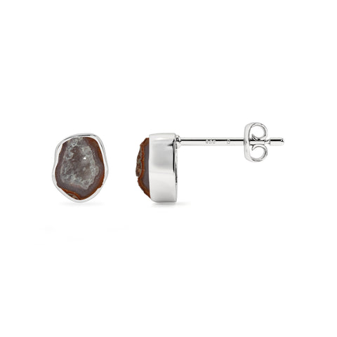 natural geode rough shape stud earrings