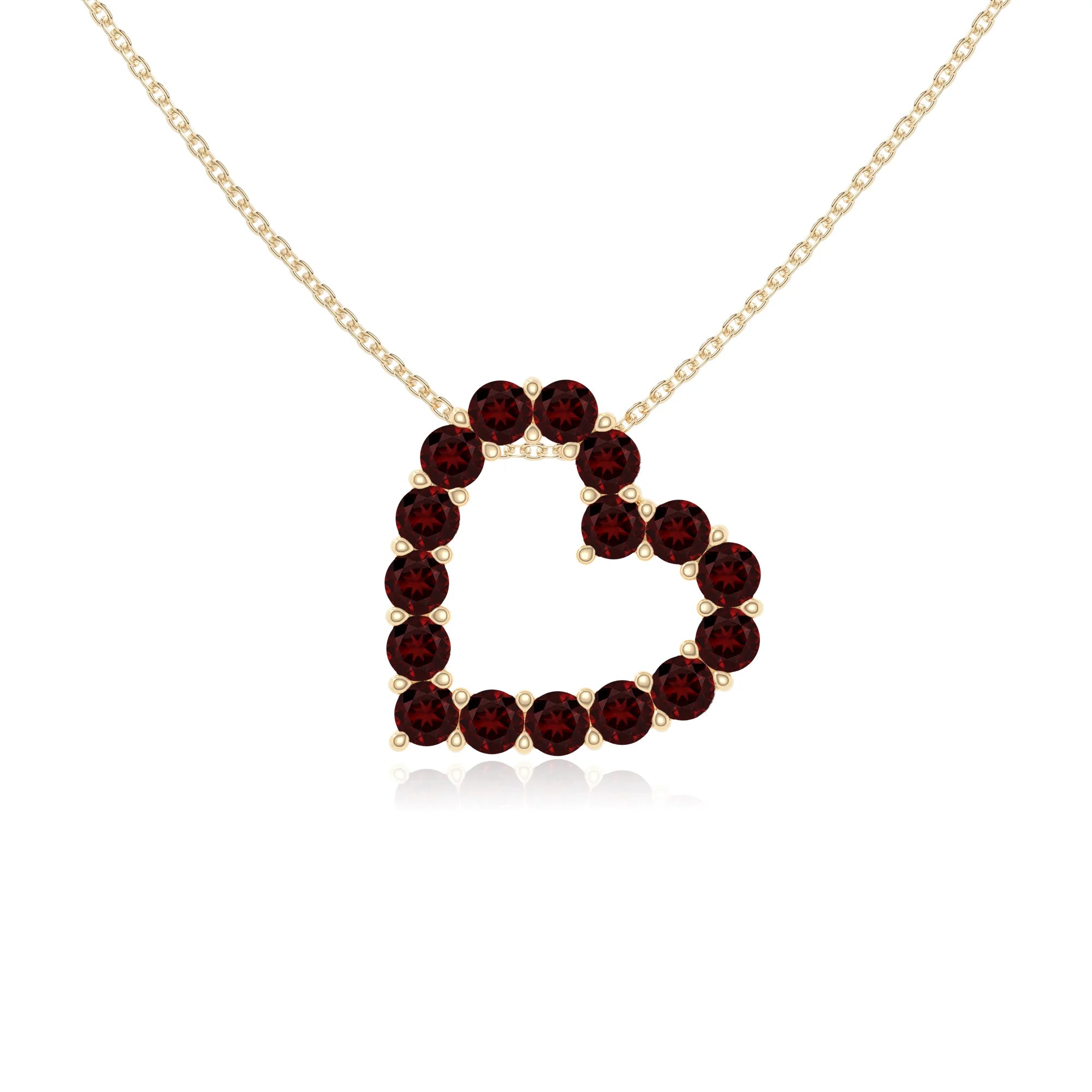natural garnet heart necklaces in yellow gold vermeil 