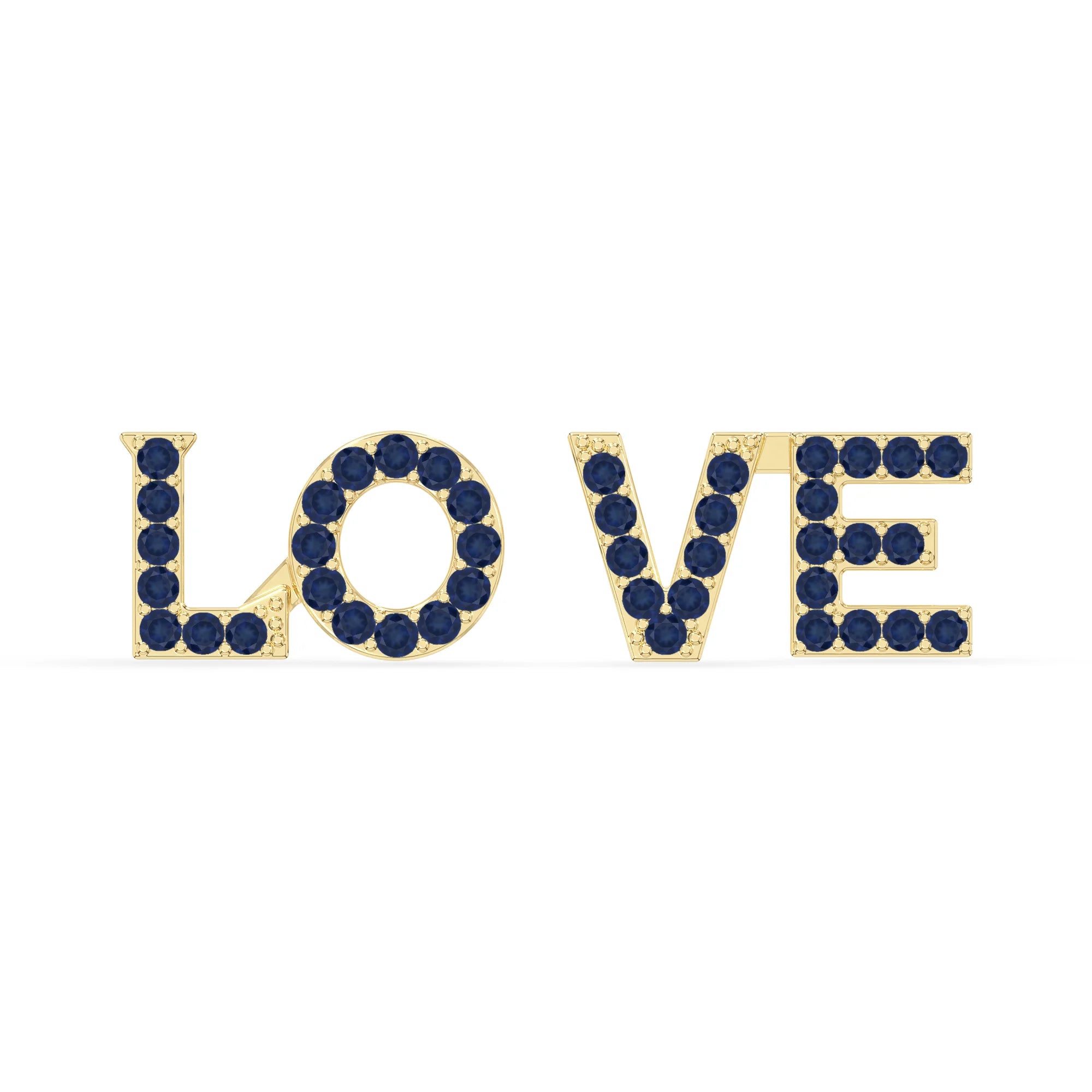 natural blue-sapphire love stud earrings in yellow gold vermeil 