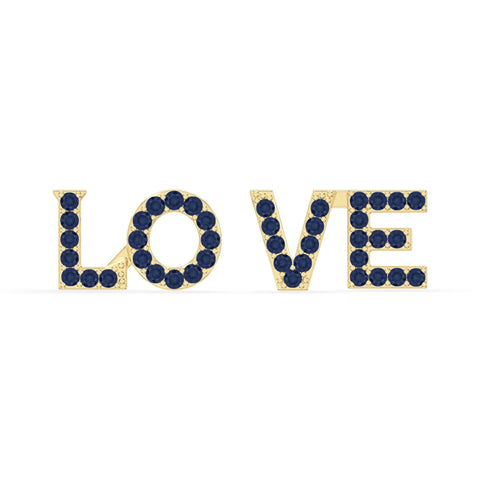 natural blue-sapphire love stud earrings in yellow gold vermeil 