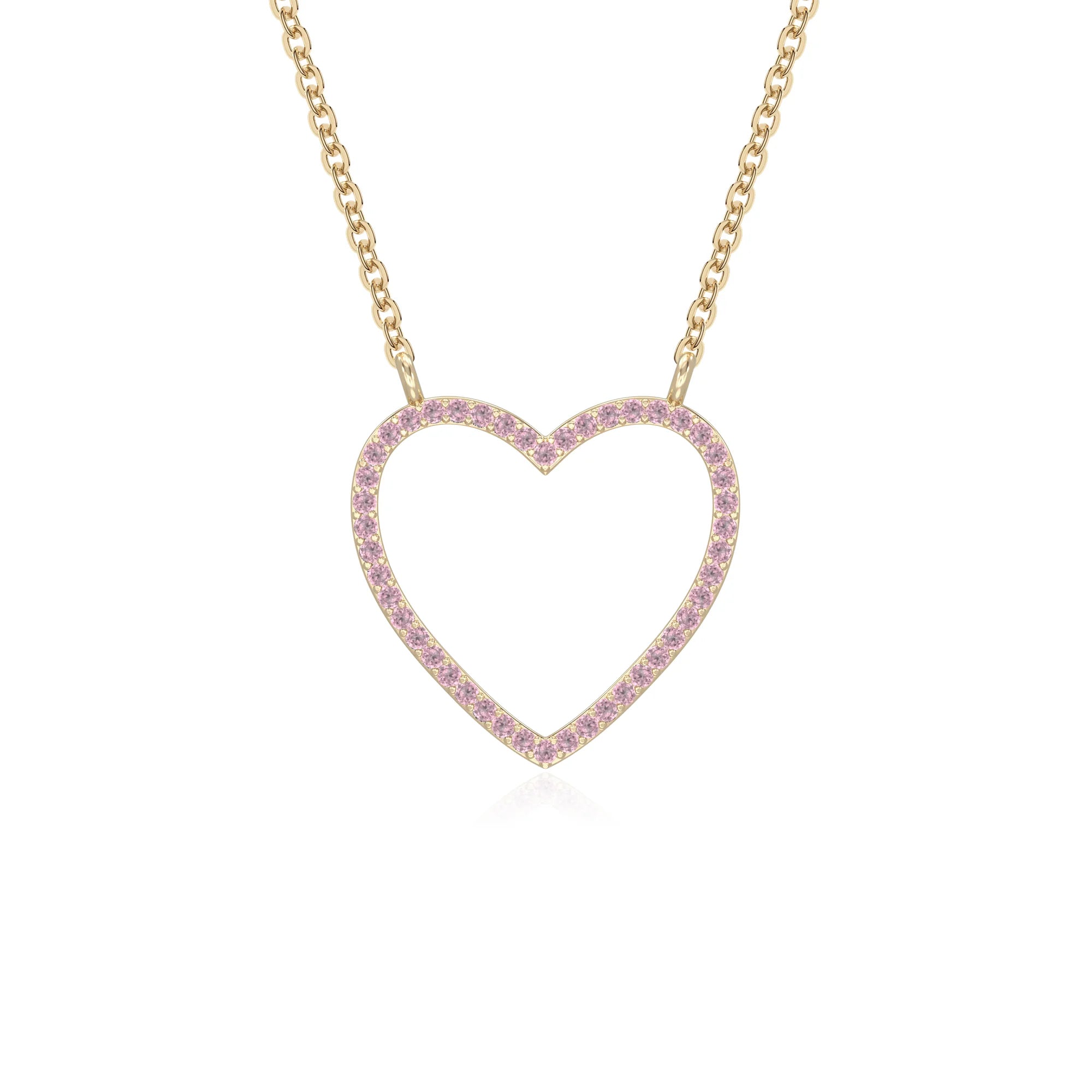 natural pink-tourmaline heart necklaces in yellow gold vermeil 