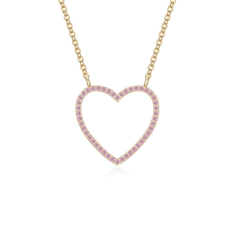 natural pink-tourmaline heart necklaces in yellow gold vermeil 