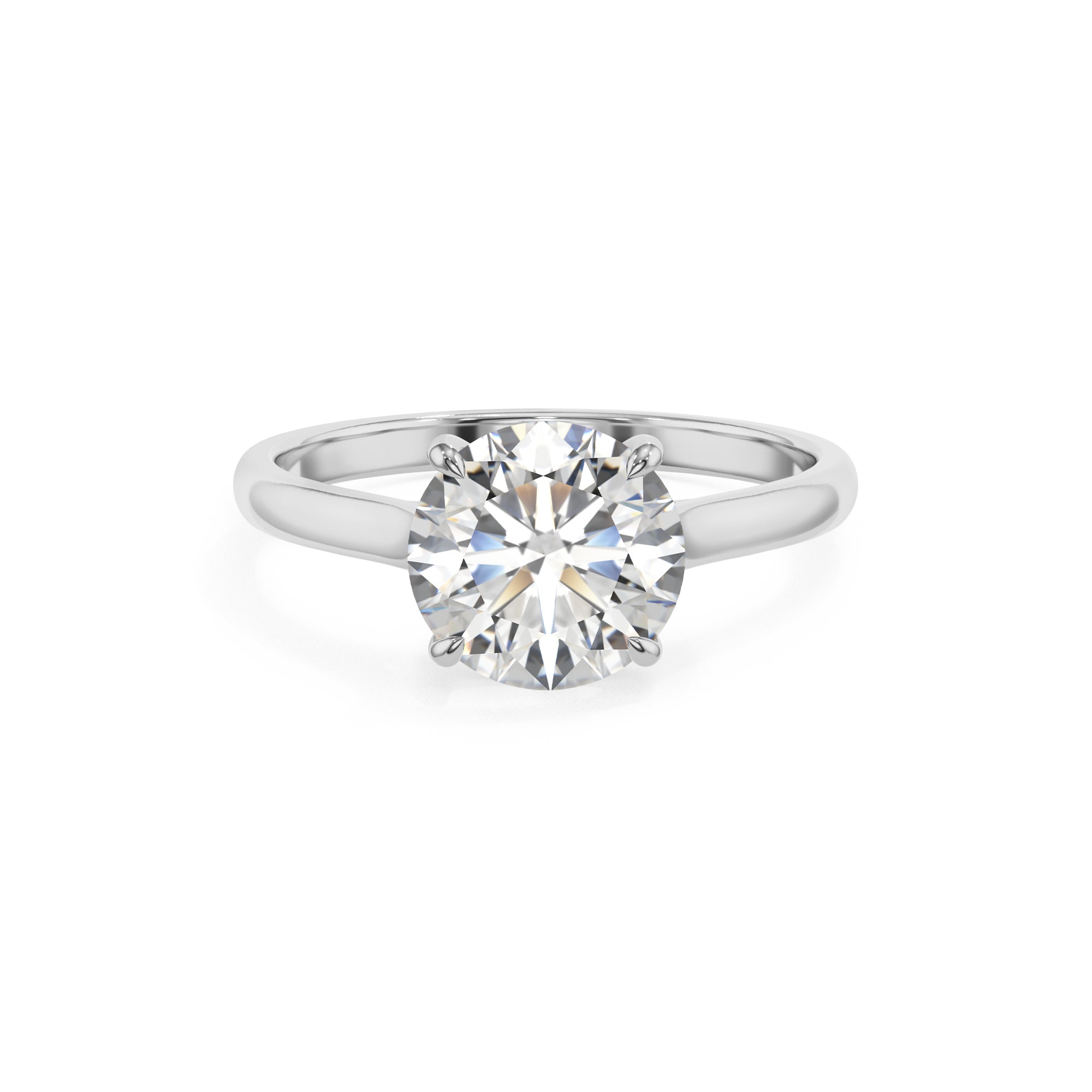 lab grown moissanite round solitaire engagement ring