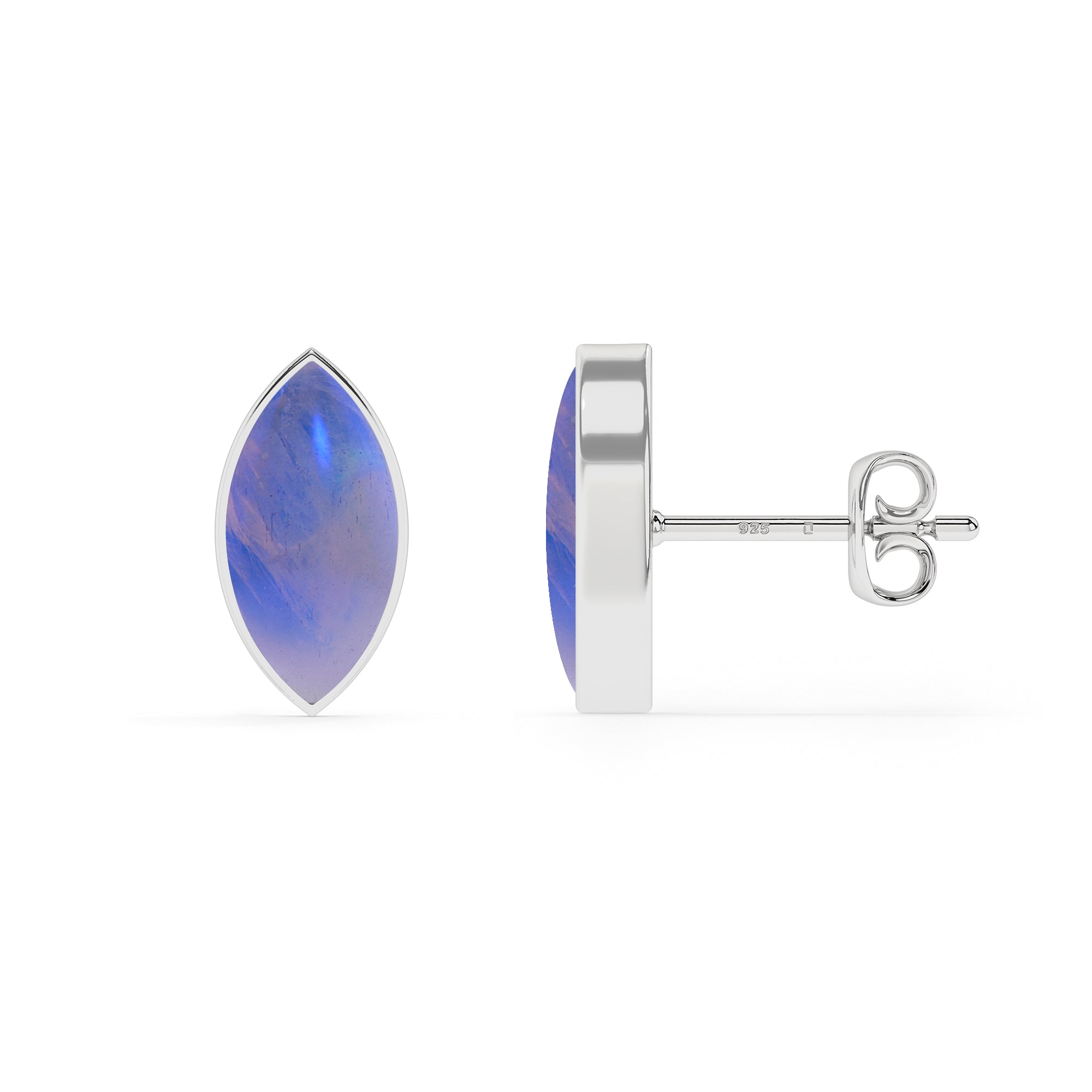 natural purple moonstone marquise shape stud earrings