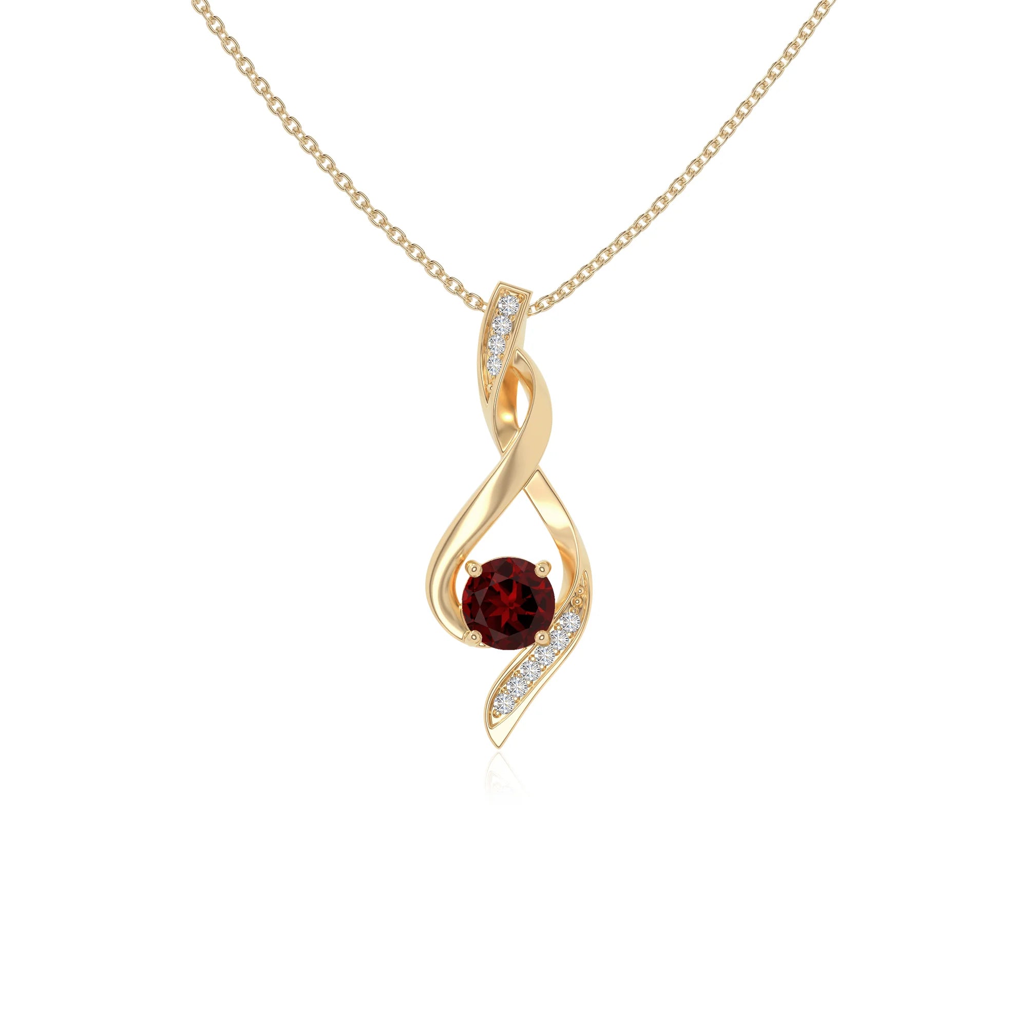 natural garnet infinity necklaces in yellow gold vermeil 