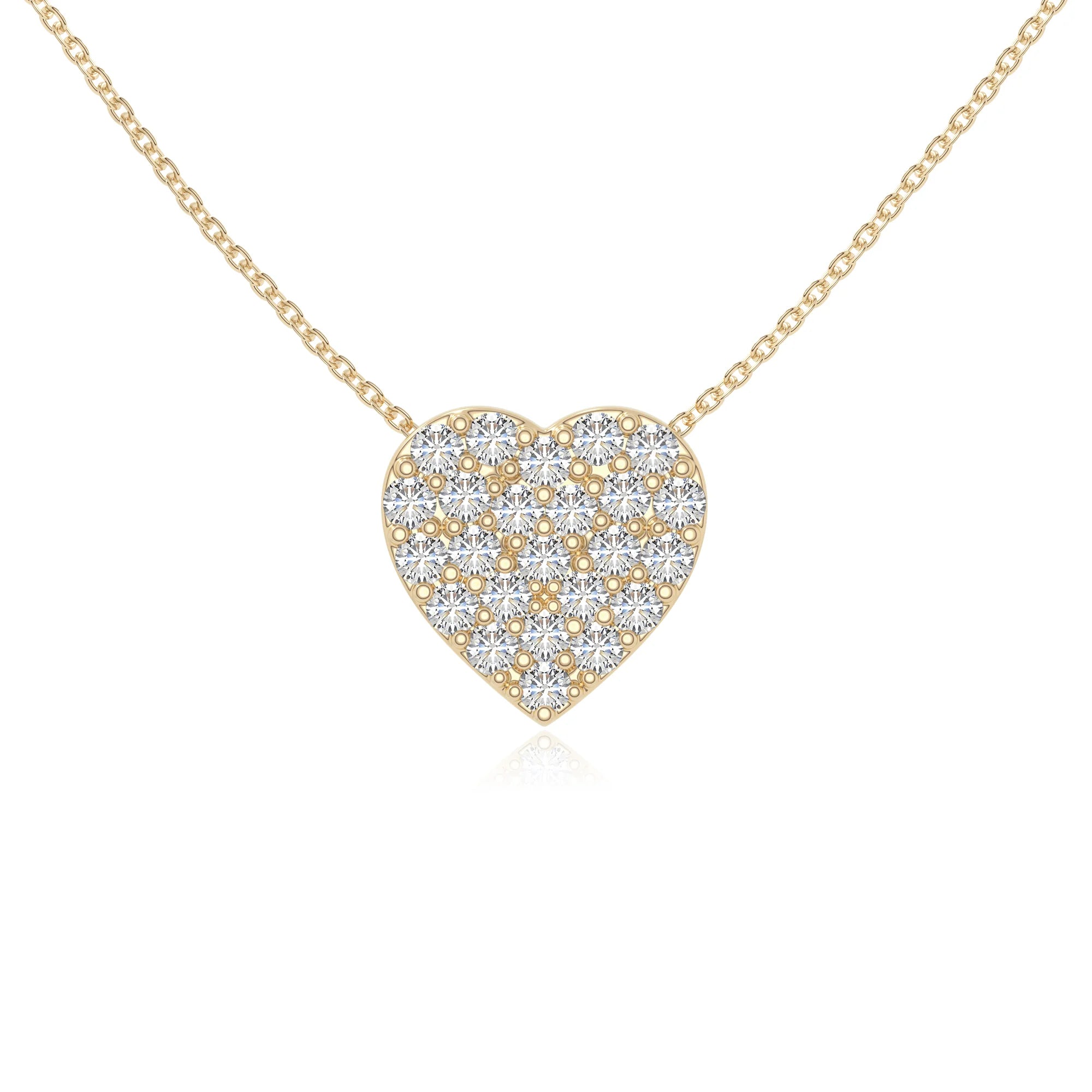 moissanite studded heart necklaces in yellow gold vermeil 