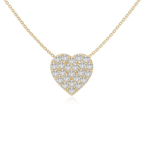 moissanite studded heart necklaces in yellow gold vermeil 
