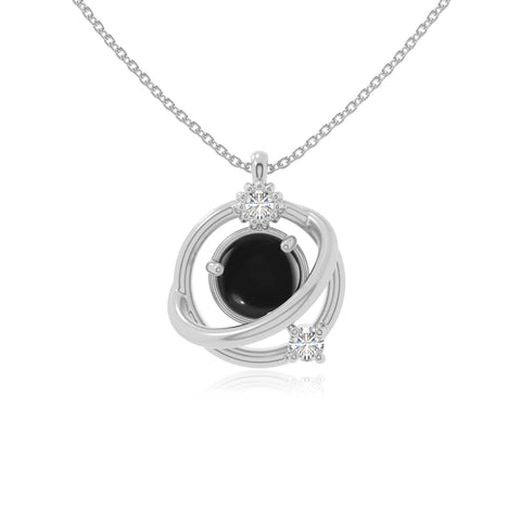 natural black-onyx galaxy necklaces in sterling silver 