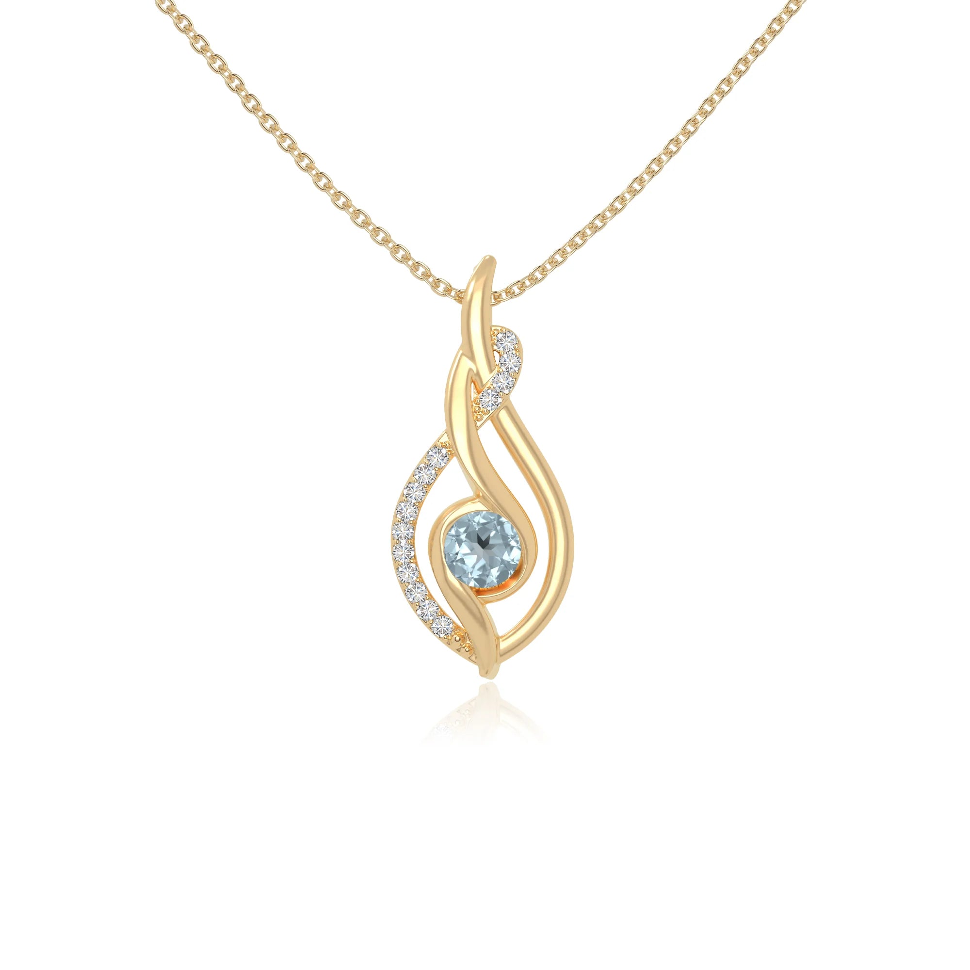 natural aquamarine twisted infinty knot necklaces in yellow gold vermeil 