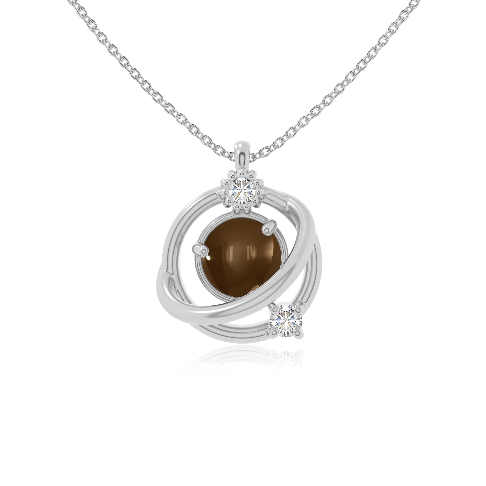 smoky quartz galaxy necklaces in sterling silver 