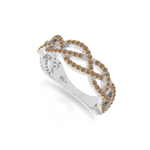 natural citrine twisted braided wedding band rings in sterling silver 