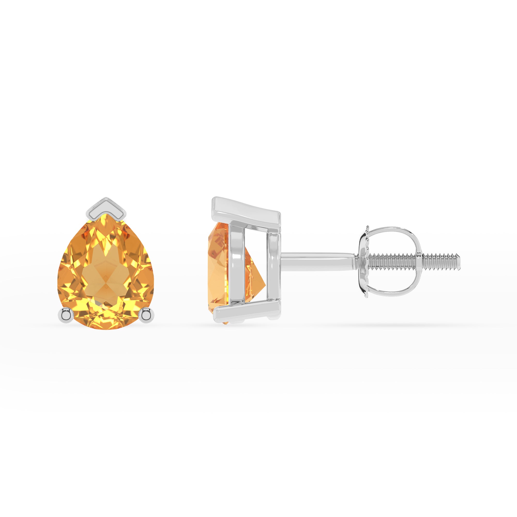 lab grown citrine pear stud earrings 