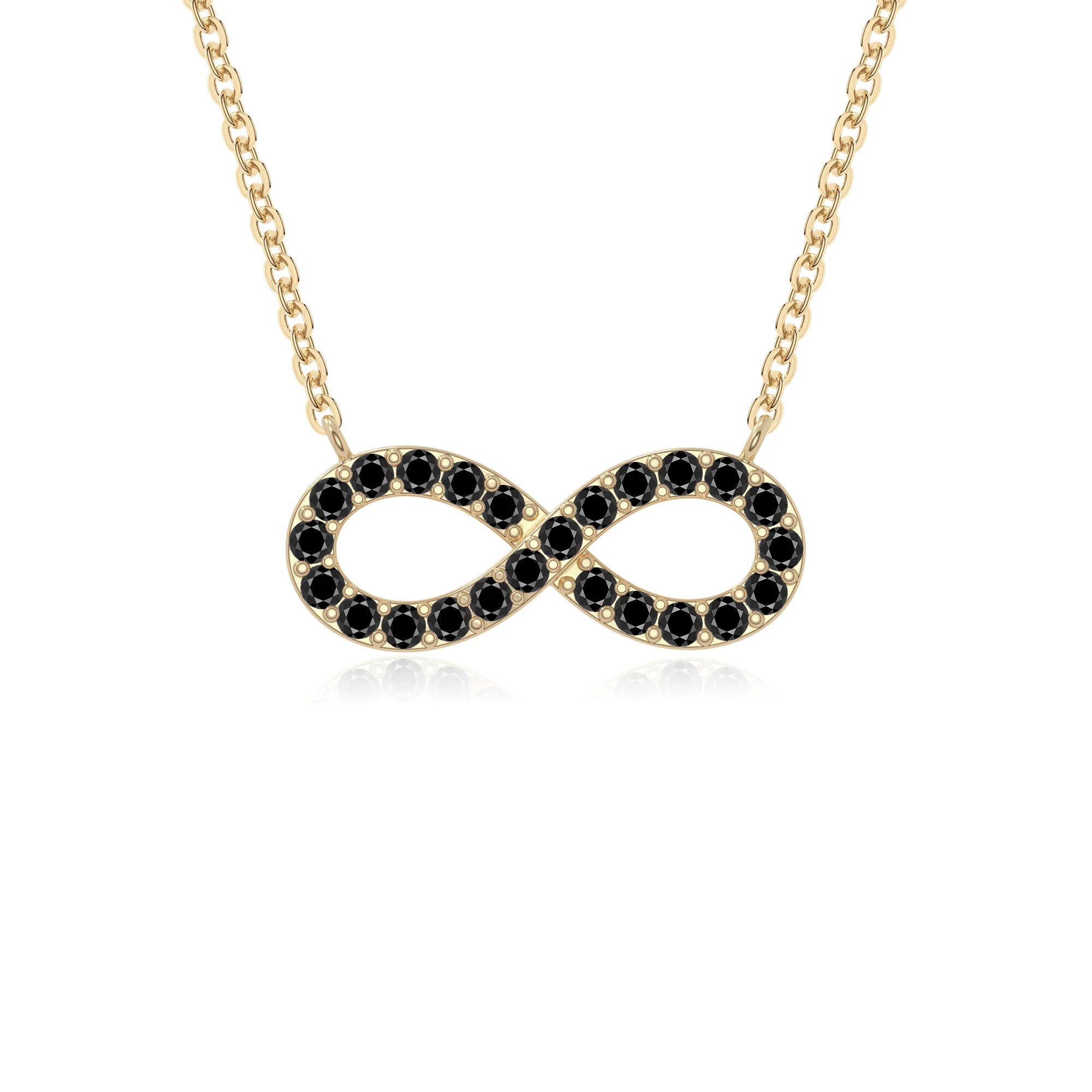 natural black onyx infinity necklaces in yellow gold vermeil 
