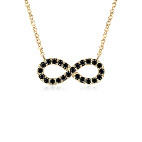 natural black onyx infinity necklaces in yellow gold vermeil 