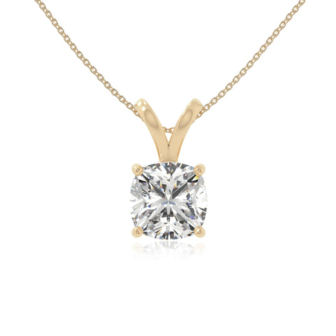 moissanite v-bale solitaire necklaces in yellow gold vermeil 