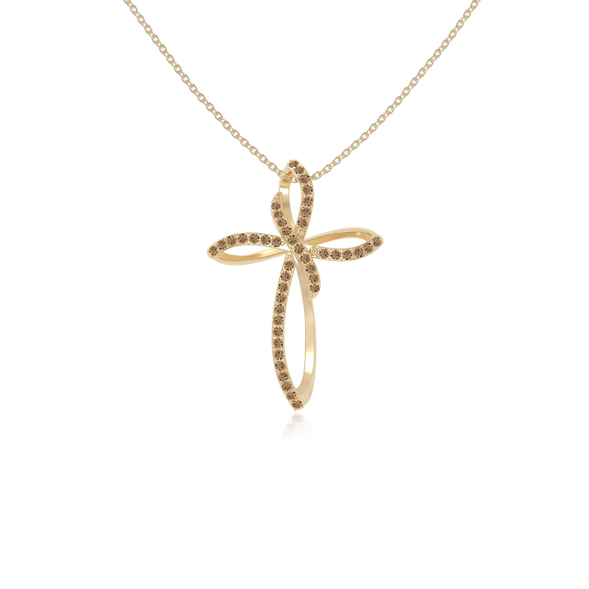 natural citrine infinity cross necklaces in yellow gold vermeil 