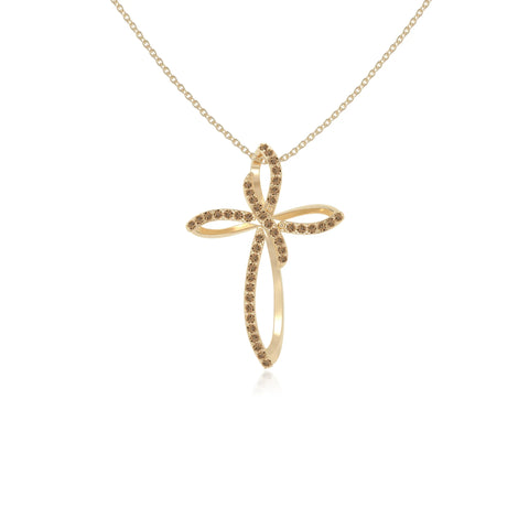 natural citrine infinity cross necklaces in yellow gold vermeil 