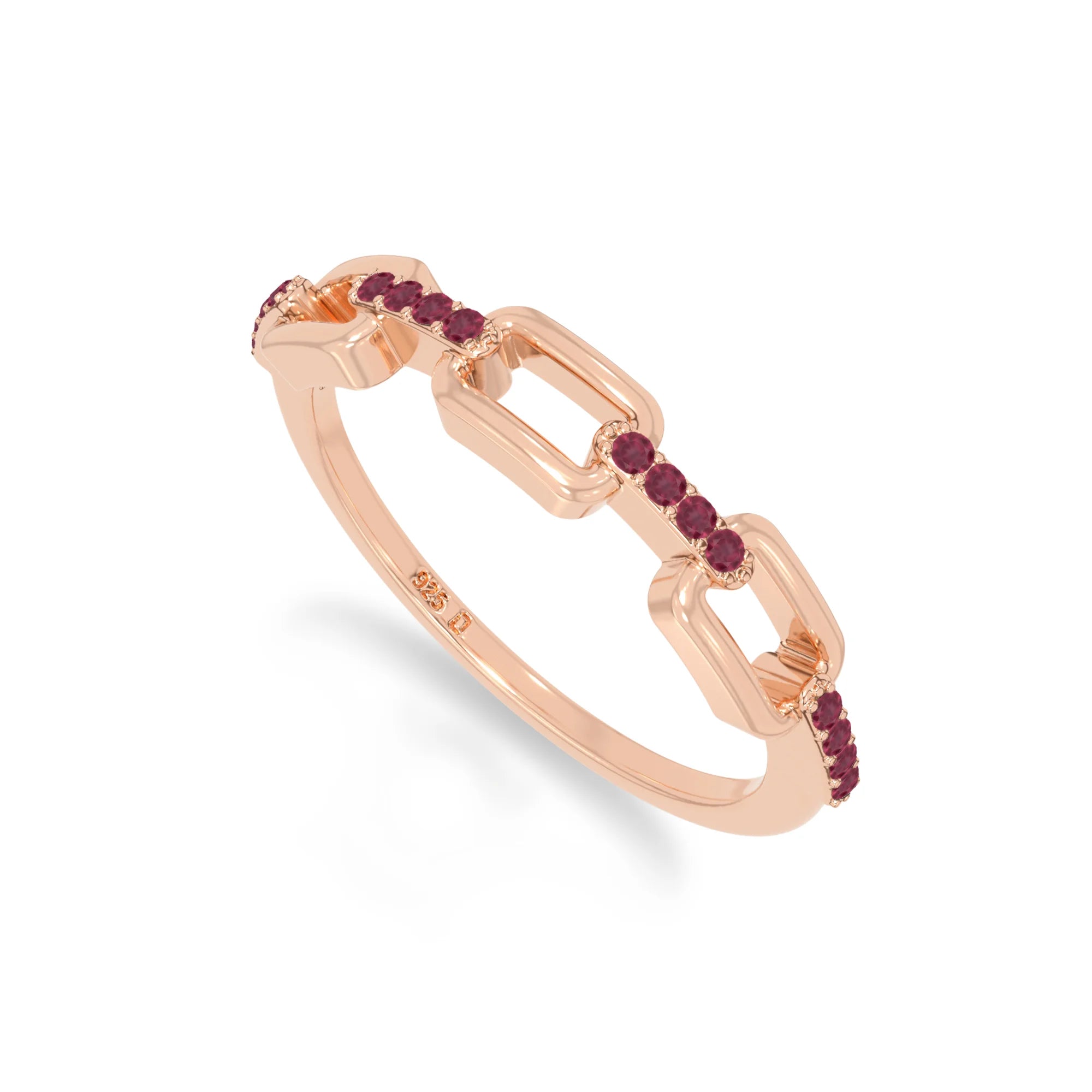 natural ruby interlocking wedding band rings in rose gold vermeil