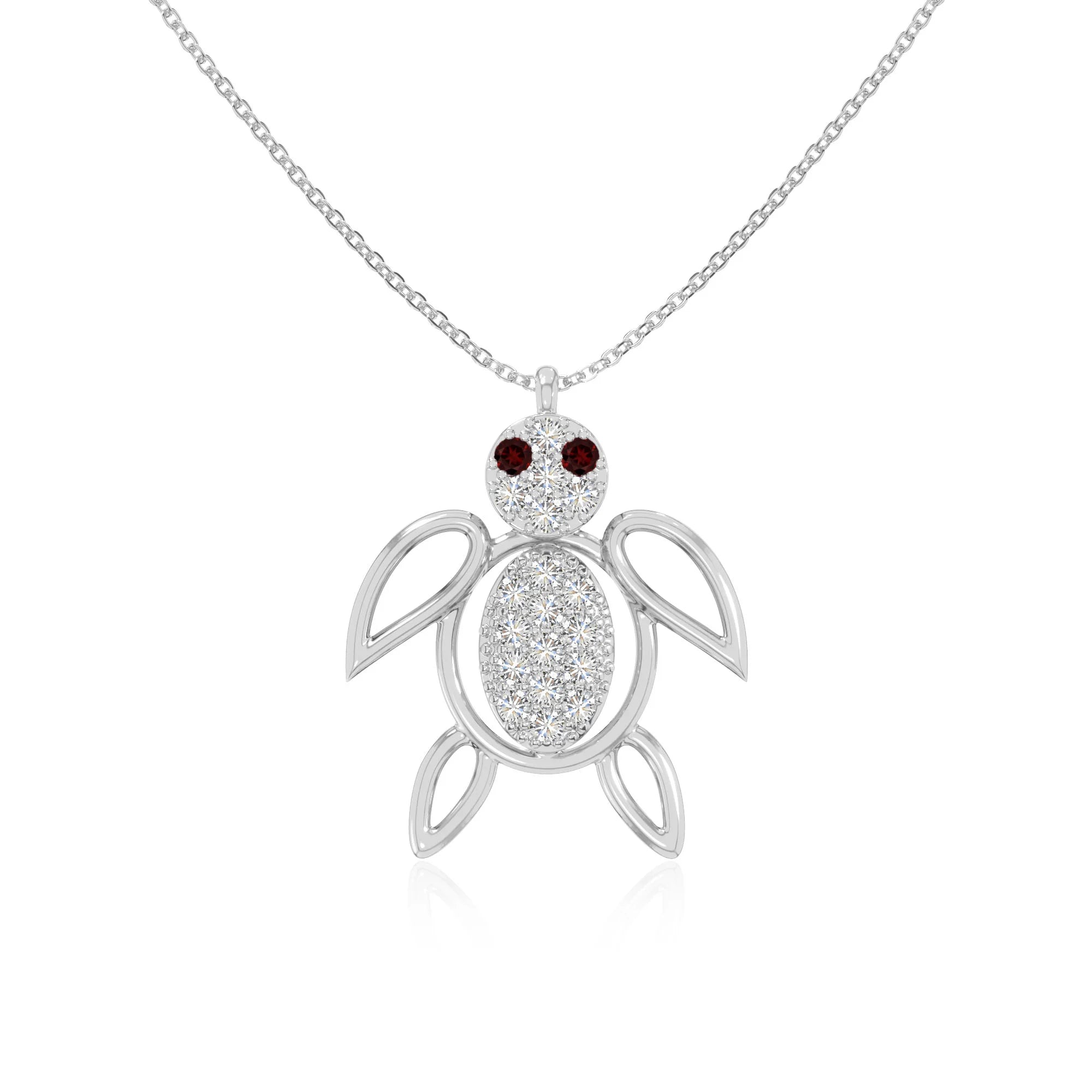 natural garnet turtle necklaces in sterling silver 