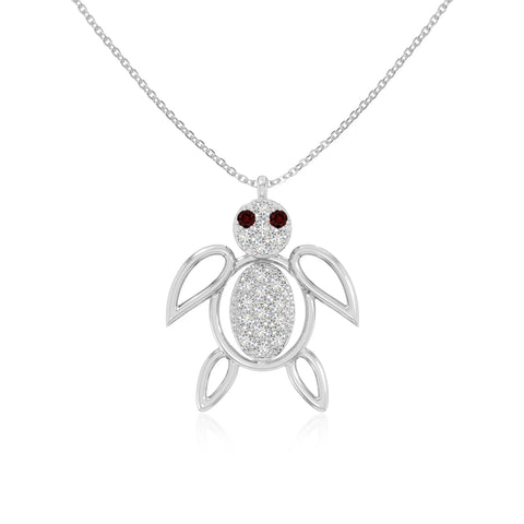 natural garnet turtle necklaces in sterling silver 