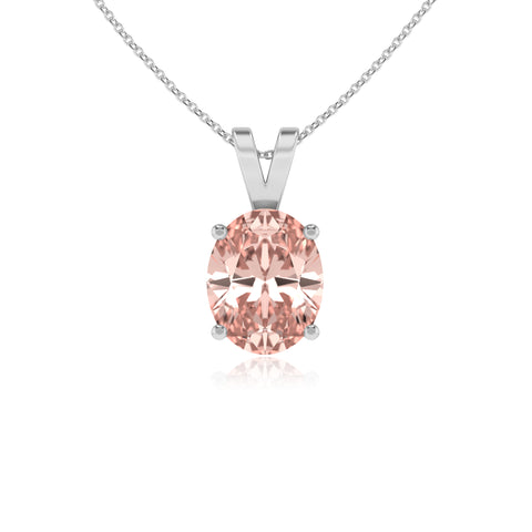 lab grown morganite oval shape solitaire v-bale pendant necklace